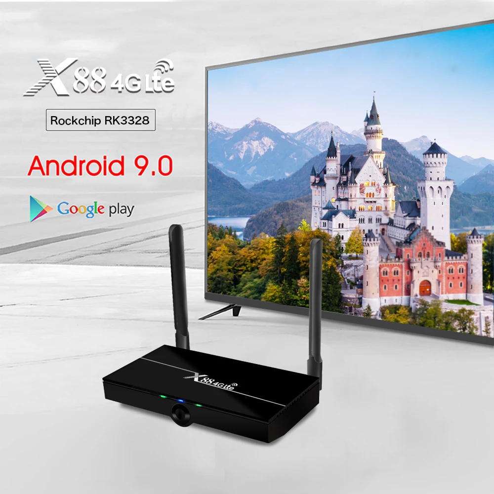 X88 4G Lte Smart Android tv Box 7,1 Rockchip RK3328 поддержка 4G Nano SIM карты 2GB 16GB 2,4G/5G двойной Wifi 4K Google Play медиа-бокс