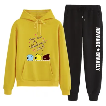 

n175 2 Pcs Women Set 2019 Autumn Winter Sweatshirt Tops + Pants Lady Sportwear Patchwork Hoodies Pullovers Suit Warm Tracksuit