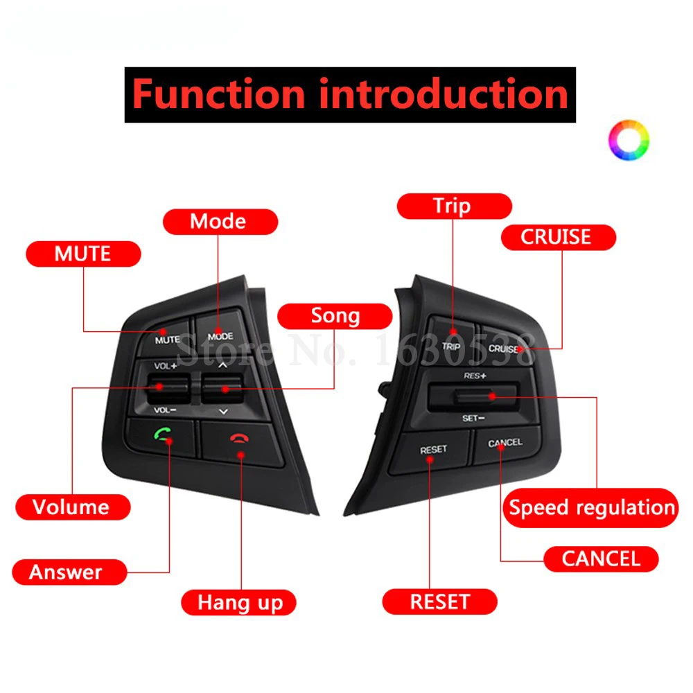 

Seven color free switching For Hyundai ix25 (creta) 1.6L Steering Wheel Cruise Control Buttons Remote Volume button switches