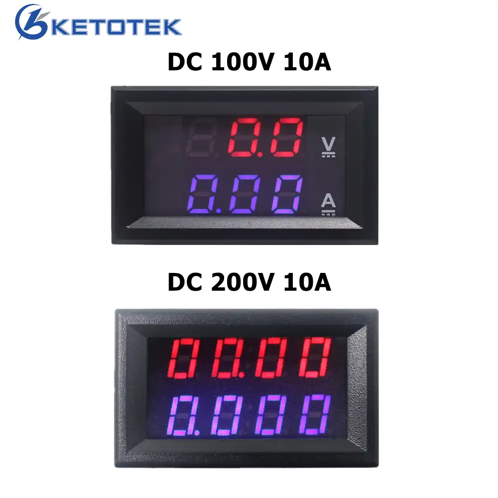 4 ビットデジタル電圧計電流計アンペア電圧計 Dc 0 V 100 V 10a 車電圧電流テスターメーターパネルレッドブルー Led デュアルディスプレイ Led Luminaire Led Poletester Car Aliexpress