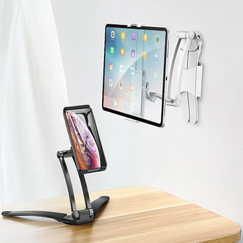 

Folding Cell Phone Stand Adjustable Angle Height Desk Phone Dock Holder, Wall Mountable / Desktop Tablet Stand Holder