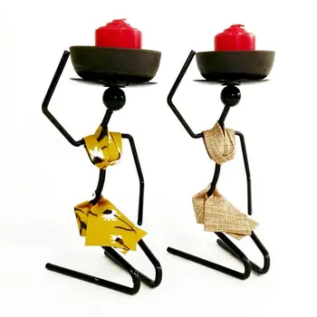 

African Women Metal Candlestick Abstract Character Sculpture Candle Holder Decor Handmade Figurines Home Decoration Art Gift