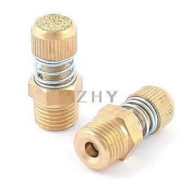 

2pcs Spring Loaded 1/4" PT Male Thread Brass Pneumatic Air Exhaust Muffler
