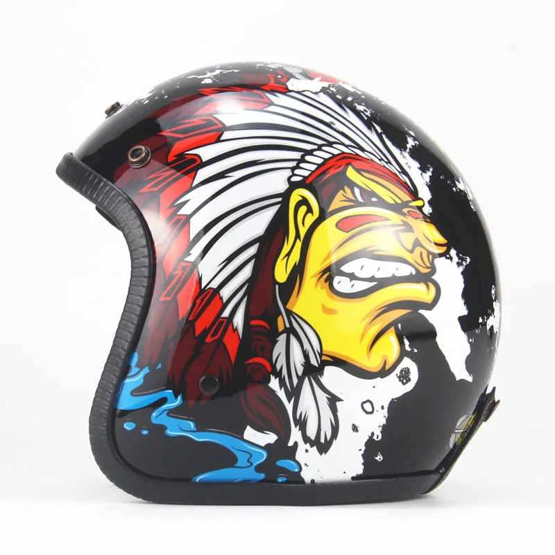 

Vintage Motorcycle Helmet Men And Women Cool Locomotive Leather Helmet Half Cover Type Safety Helmet Four Seasons Electric Bicyc