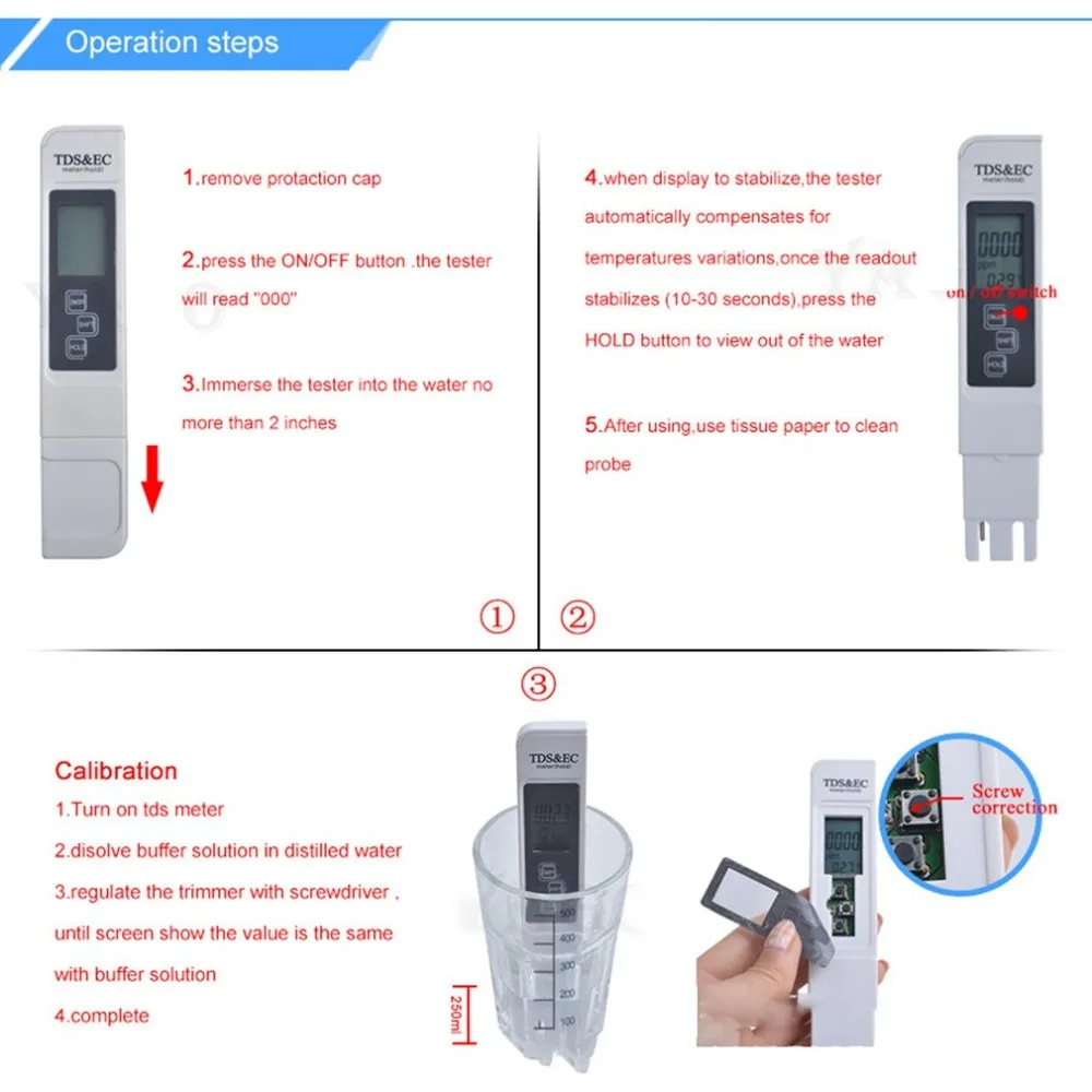 Тестер электролиза воды, электролиза, инструменты для воды, TDS, тестовая ручка, Тест температуры, er, ручка, проводимость, измерение качества воды