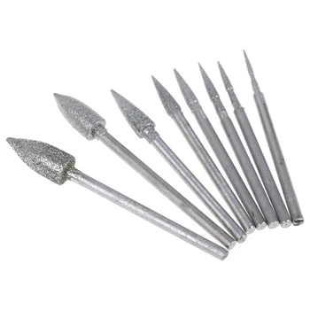 

8Pcs Diamond Grinding Head Polishing Needle Bits Burrs Metal Stone Carving Tool