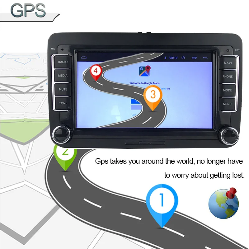 2 Din 7 Зеркало Ссылка дюймов gps навигация для Apple стерео радио Wifi для Bora Golf VW Polo Volkswagen Passat B6 B7 Touran