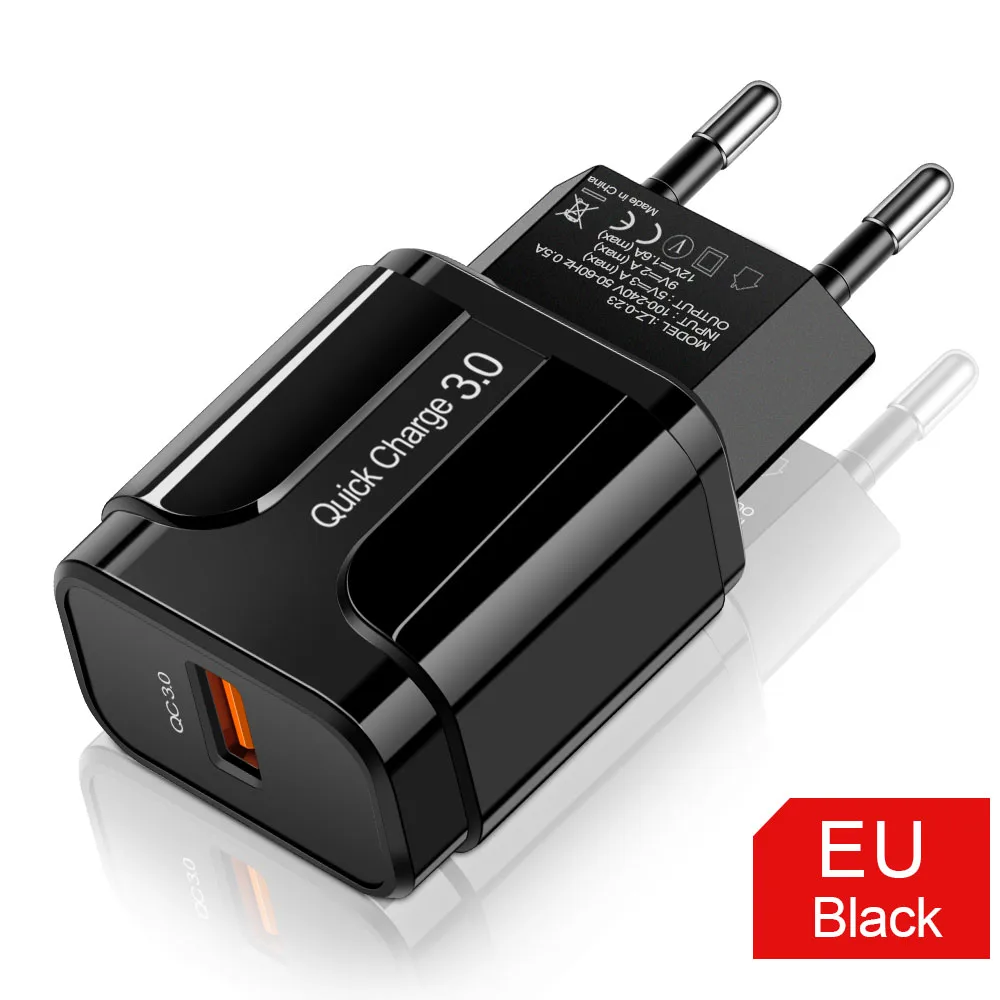 Quick Charge 3.0 4.0 USB Charger Universal QC 3.0 18W Fast Charging Adapter Wall Mobile Phone Charger For iPhone Samsung Xiaomi - Тип штекера: EU Black