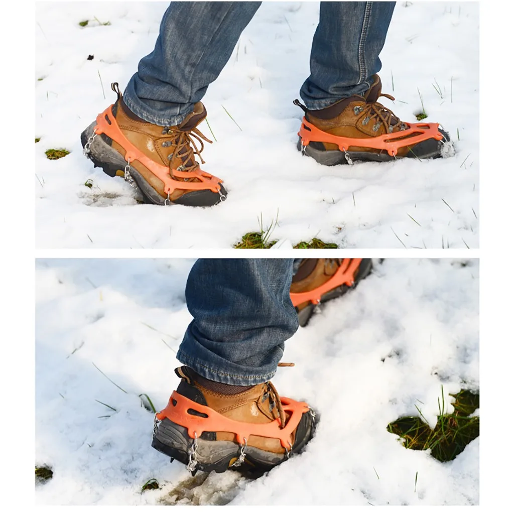 2 шт. 8-Teeth 2 размер спортивный Противоскользящий ледяной Захват Бутсы ботинок Захваты Crampon цепь шип снег для пеших прогулок Альпинизм черный
