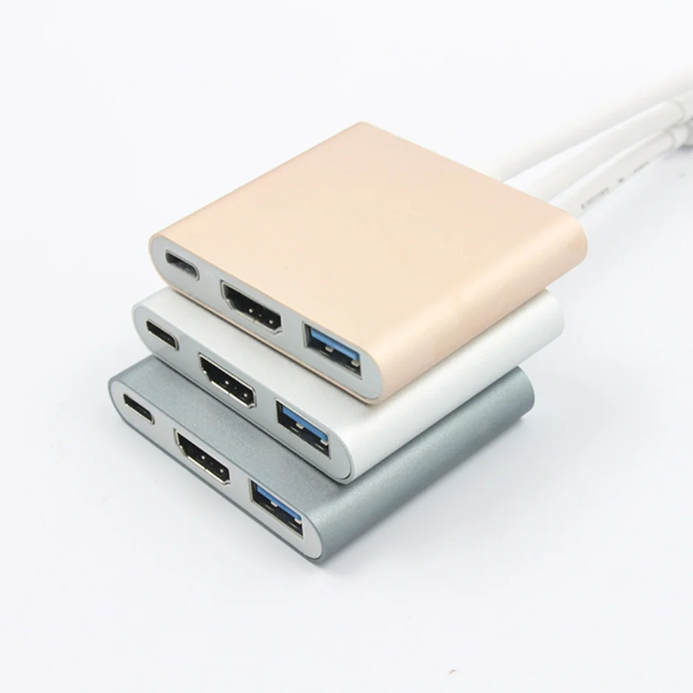 USB C to HDMI Adapter 1080P HD 3-in-1 Converter Mini Cable Hub with HDMI/Type-C/USB 3.1 Ports for TV Tablet PC Laptop Cellphone USB C to HDMI Adapter 1080P HD 3-in-1 Converter Mini Cable Hub with HDMI/Type-C/USB 3.1 Ports for TV Tablet PC Laptop Cellphone