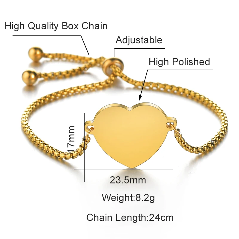 Женский браслет из нержавеющей стали ELSEMODE регулируемый с гравировкой имени и