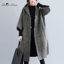 BelineRosa женские осенне-зимние пальто размера плюс, женская одежда, свободный плотный плащ с рукавом «Семь четверти» YPYC0030