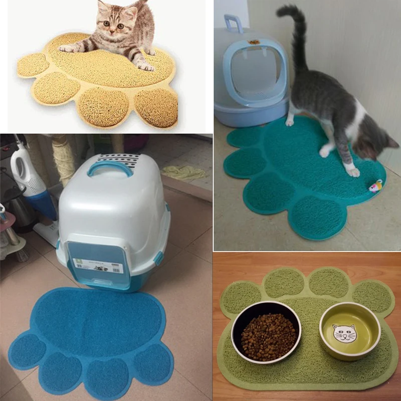 30x40 см ПВХ собака paw форма чашки щенок кошка кормления Мат Pad кровать блюдо чаша
