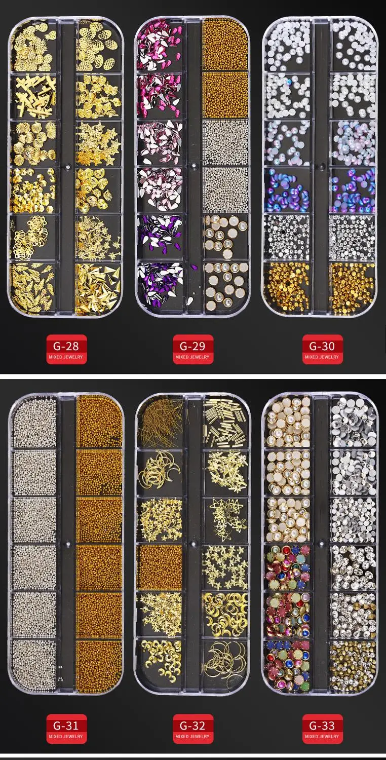 1 Box 3D Nail Art Decorations Design For DIY Alloy Rhinestones Mix All for Manicure Tips | Красота и здоровье