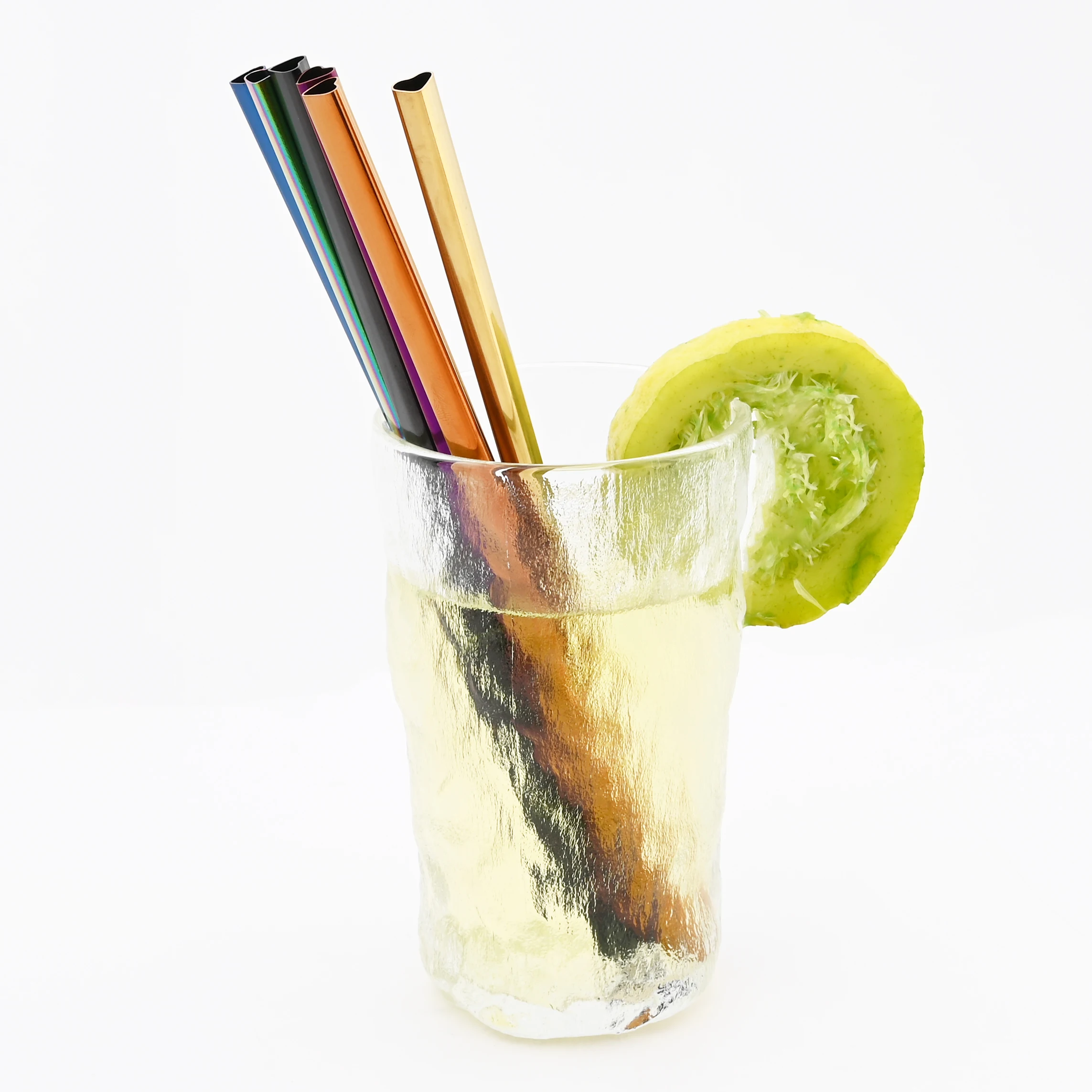 Metal Bubble Tea Straw Reusable Drinking Straw Set Heart-shaped 18/10 Stainless Steel Straws Milkshake Bar Party Accessory