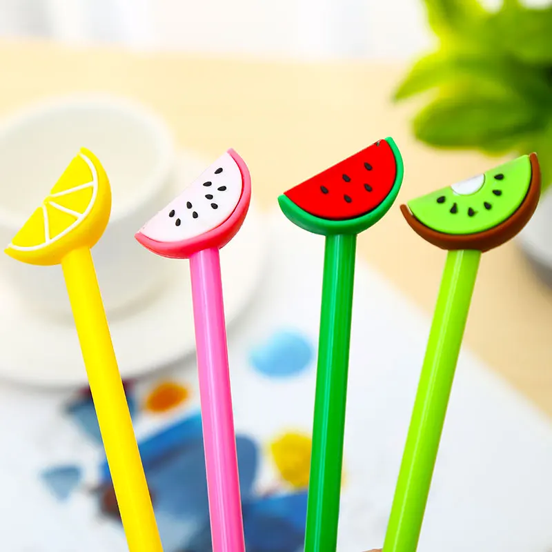 fruit random 1pc Корейский креативный кавайный милый кактус Кот медведь гелевые ручки Блестящий цветной Тоторо Детские Канцелярские принадлежности вещь Kawai стационарный комплект запасной элемент - Цвет: fruit random 1pc