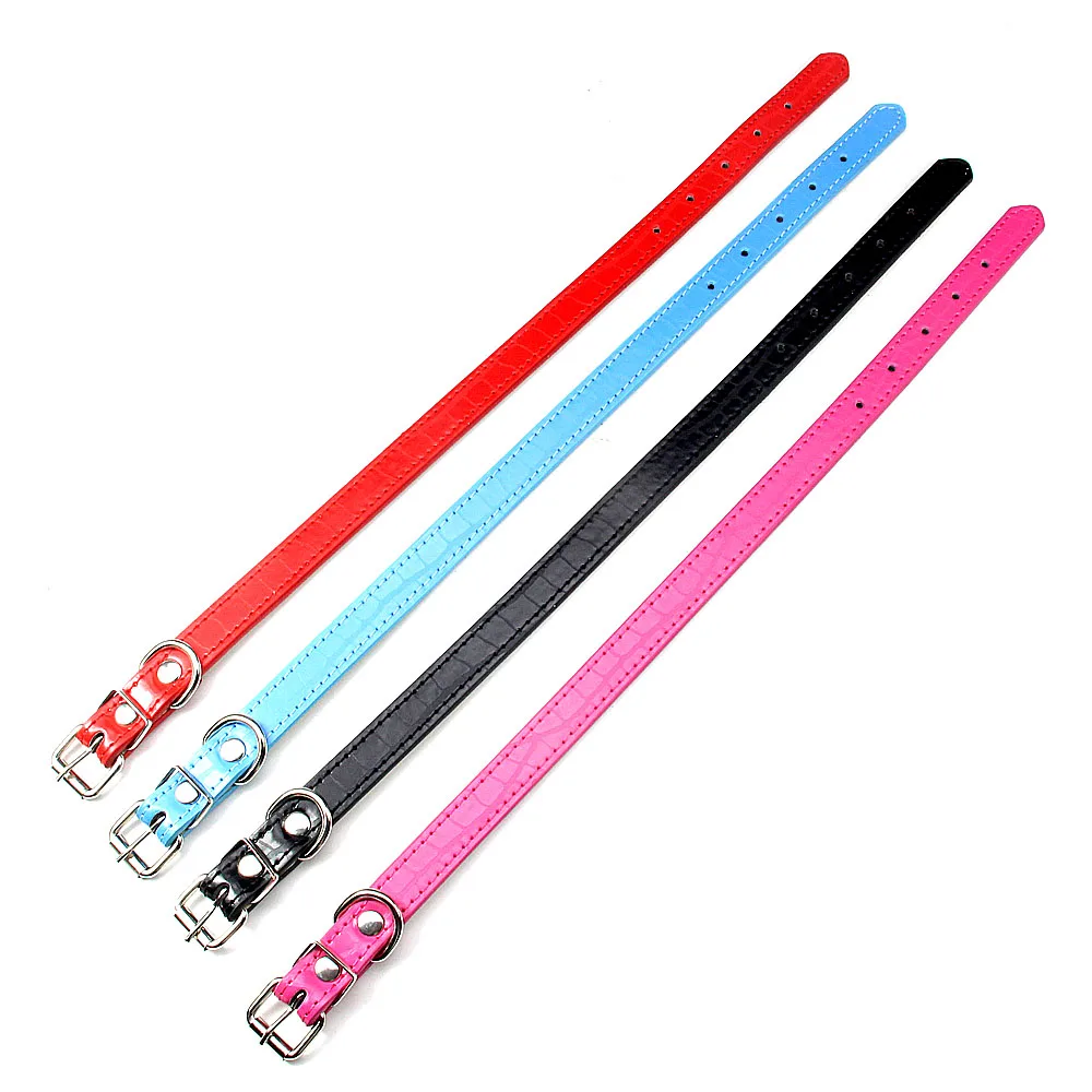 Wholesale 10 Pieces/Lot Artificial Leather Collars for Dog Adjustable Neck Strap Pet Dog Collar Accessories Pet Shop Products