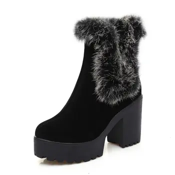 

NEMAONE Autumn Winter Ankle Boots Women Fashion Platform High Heel Shoes Woman Winter Large Size 34-46