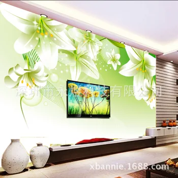 

Fresh Lily Television Wall Wallpaper the Large Mural Wallpaper Wallpaper/Digital High-Definition 3D Mural"