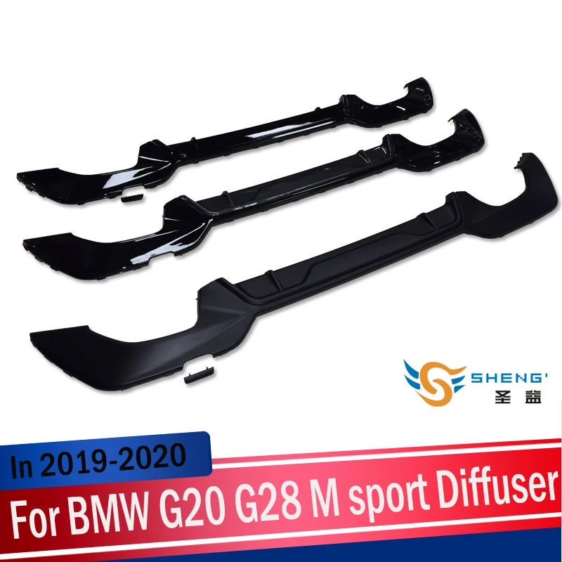 

G20 G28 Carbon Fiber Look/Black Car Rear Bumper Diffuser For BMW G20 G28 M Sport Bumper 2019-2020 Rear Bumper Protector