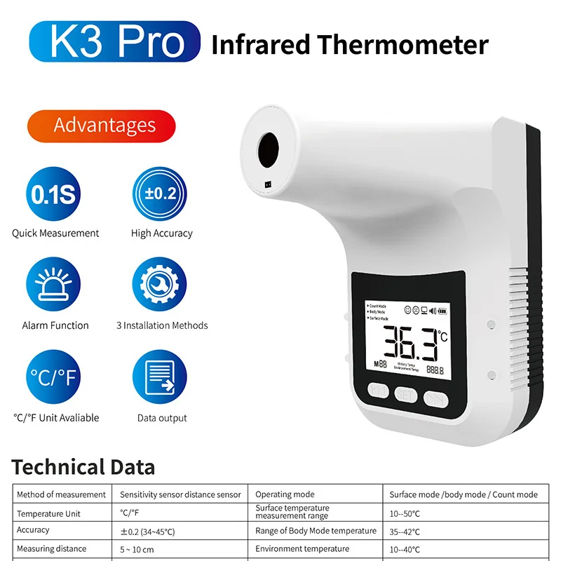 K3 Pro M3 Бесконтактный инфракрасный термометр цифровой Ручной датчик температуры