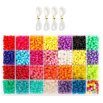 

Made Pony Beads, 4600 9 mm Pony Beads,Letter Beads and Elastic Cord, Used for Bracelet Jewelry.