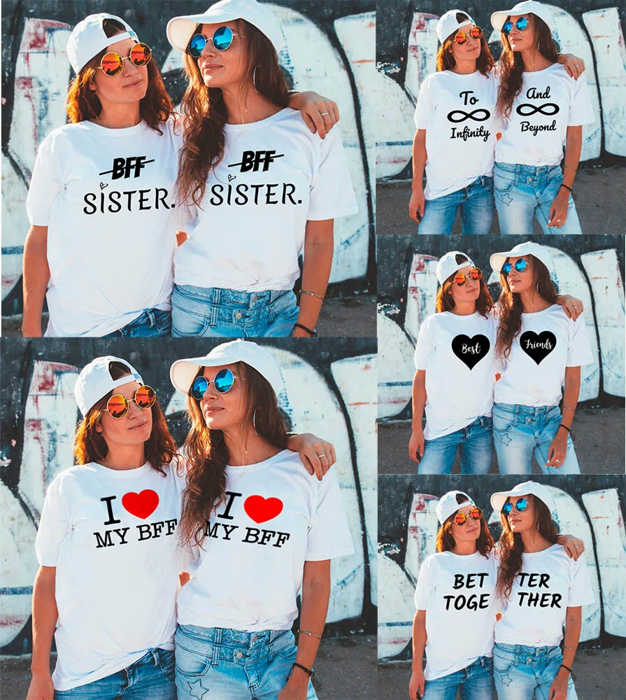Женская футболка с надписью To Infinity and Beyond Better Together Besties BFF Sister белые топы Best Friends