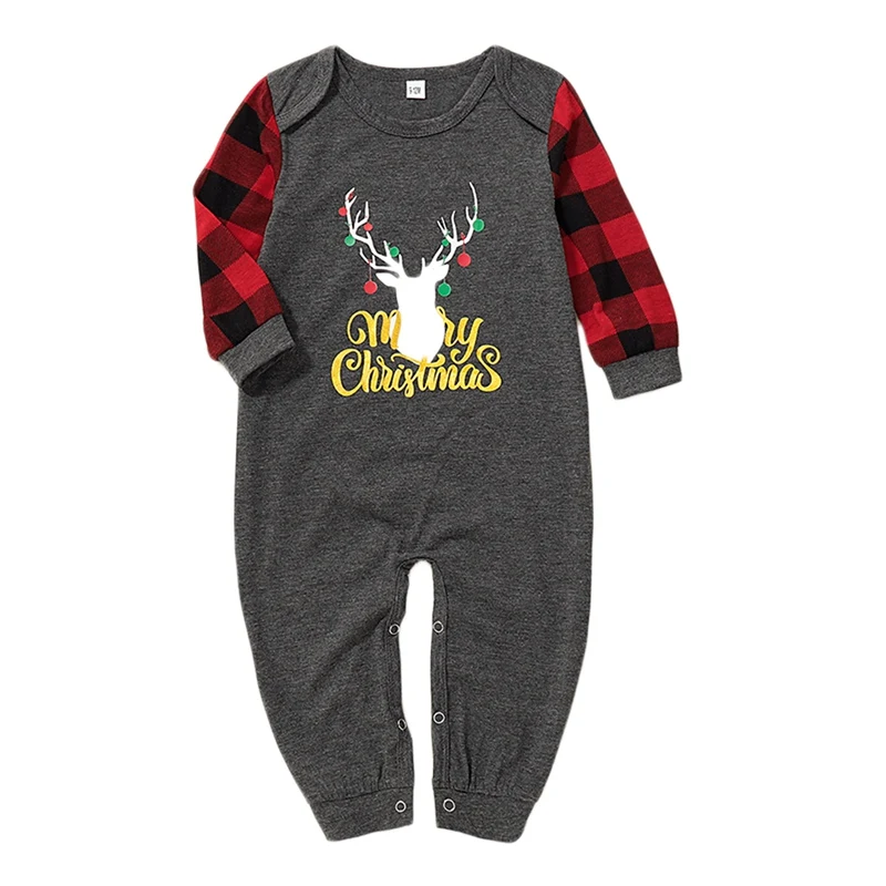 Комплект для папы, мамы и ребенка; футболка с длинными рукавами; комбинезон; брюки для мальчиков и девочек с рисунком рождественского оленя; домашняя одежда - Цвет: Baby