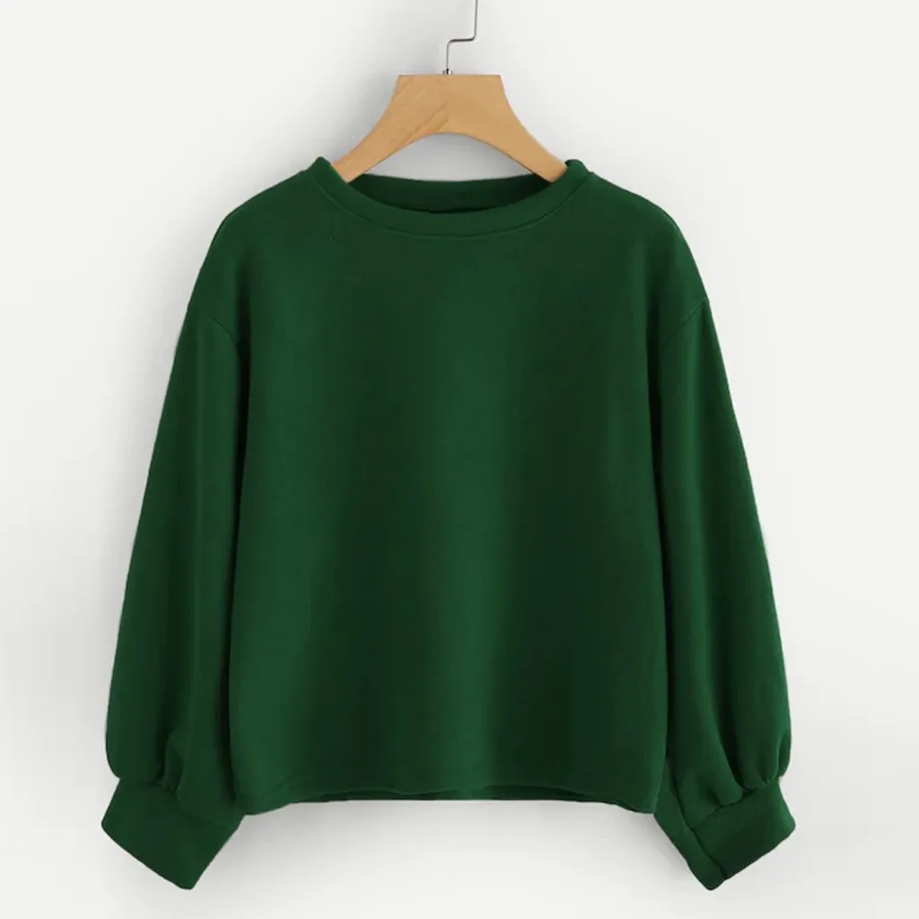 JAYCOSIN Fashion Women Casual Simple Solid Color O-Neck Sweatshirt Long Sleeve Comfortable Soft Blouse Loose Sweatershirt Tops