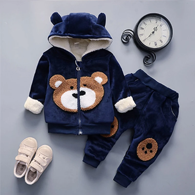 Spring Kids Clothing Sets Velvet Pajamas Toddler Children Clothes Coats+Pants Baby Boy Tracksuit Autumn Outfits Girls Sport Suit