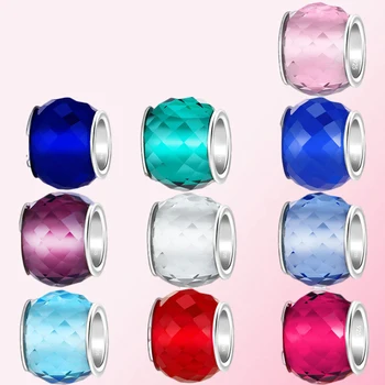 

2019 New 100% 925 Sterling Silver Classic Multicolor Women's Charm Bracelet DIY Glass Beads String Ornaments Free Shipping Whole