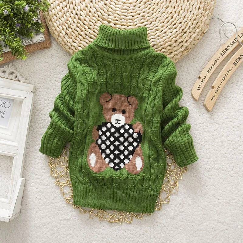 Свитера для маленьких мальчиков и девочек г. Осенне-зимний свитер с рисунком джемпер вязаный пуловер Водолазка теплая верхняя одежда детский вязаный свитер