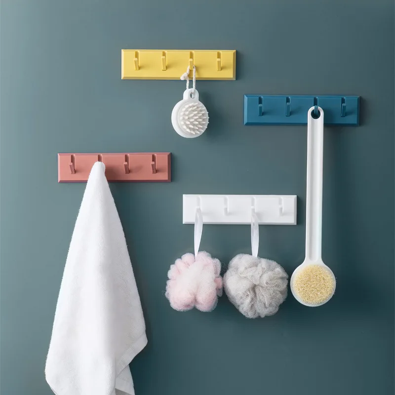 Wall Mounted Plastic Candy Color Clothes Hanger Towel Sundries Hook Strong Decorative Bathroom Kitchen Hooks Suction Cup Rack