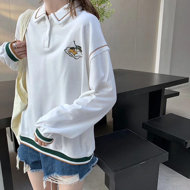 

Female Korean Cartoon Print Casual Loose Sweatshirt Women's Sweatshirts Japanese Harajuku Ulzzang Vintage Clothing For Women