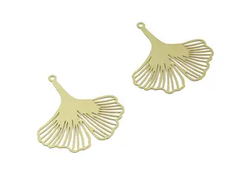 

Brass Ginko Earring Charms - Raw Brass Gingko Leaf Pendant - Earring Findings - 6Pcs/Lot- 31.88x30x0.38mm - JJB5276