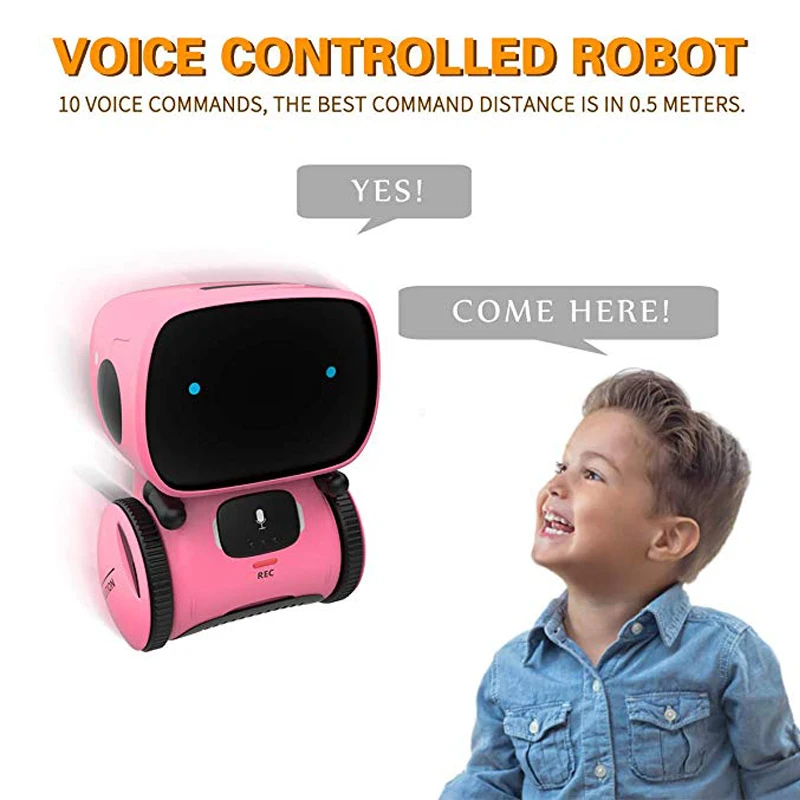 2022 New Toy Pink Robot Intelligent Robot Toy Dance Sing Repeating Recorder Touch Control Voice Control Gift Toy for Kids Age3+ 2