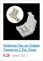 Solderless Clip-on соединитель 2 Pin 10 мм для 5050 одноцветный светодиодный светильник