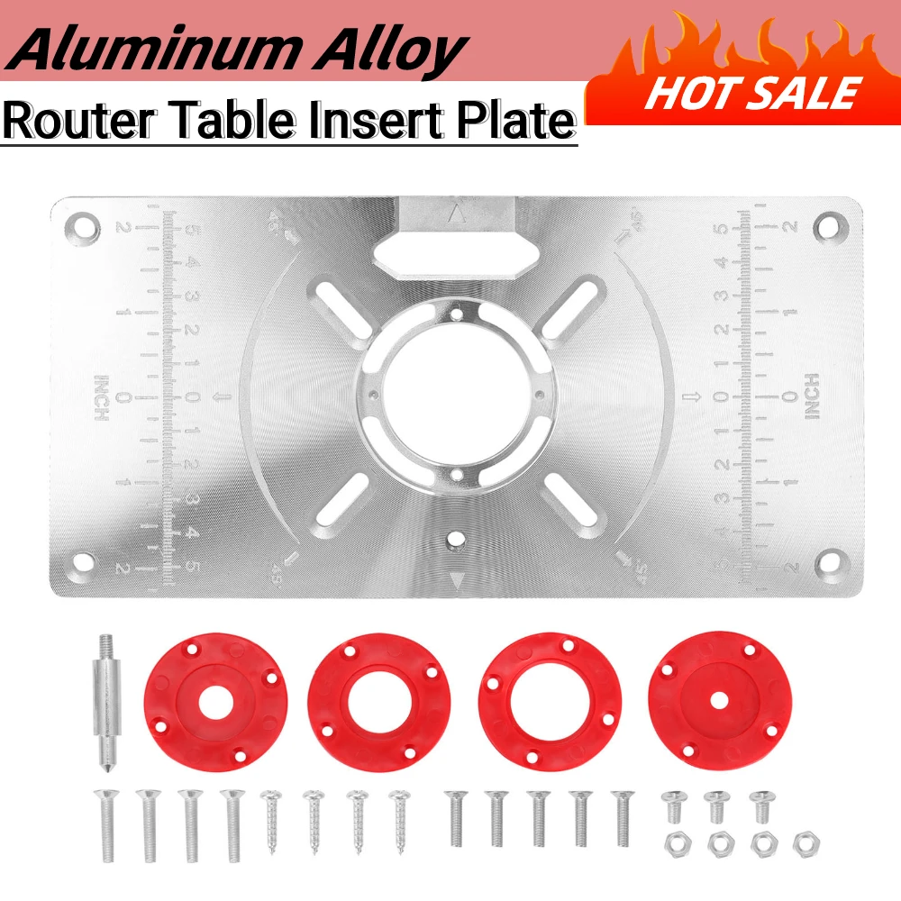 harbor freight woodworking bench Router Table Insert Plate Aluminum Trimming Machine Engraving Flip Board with 4 Rings for Woodworking wood routers for sale