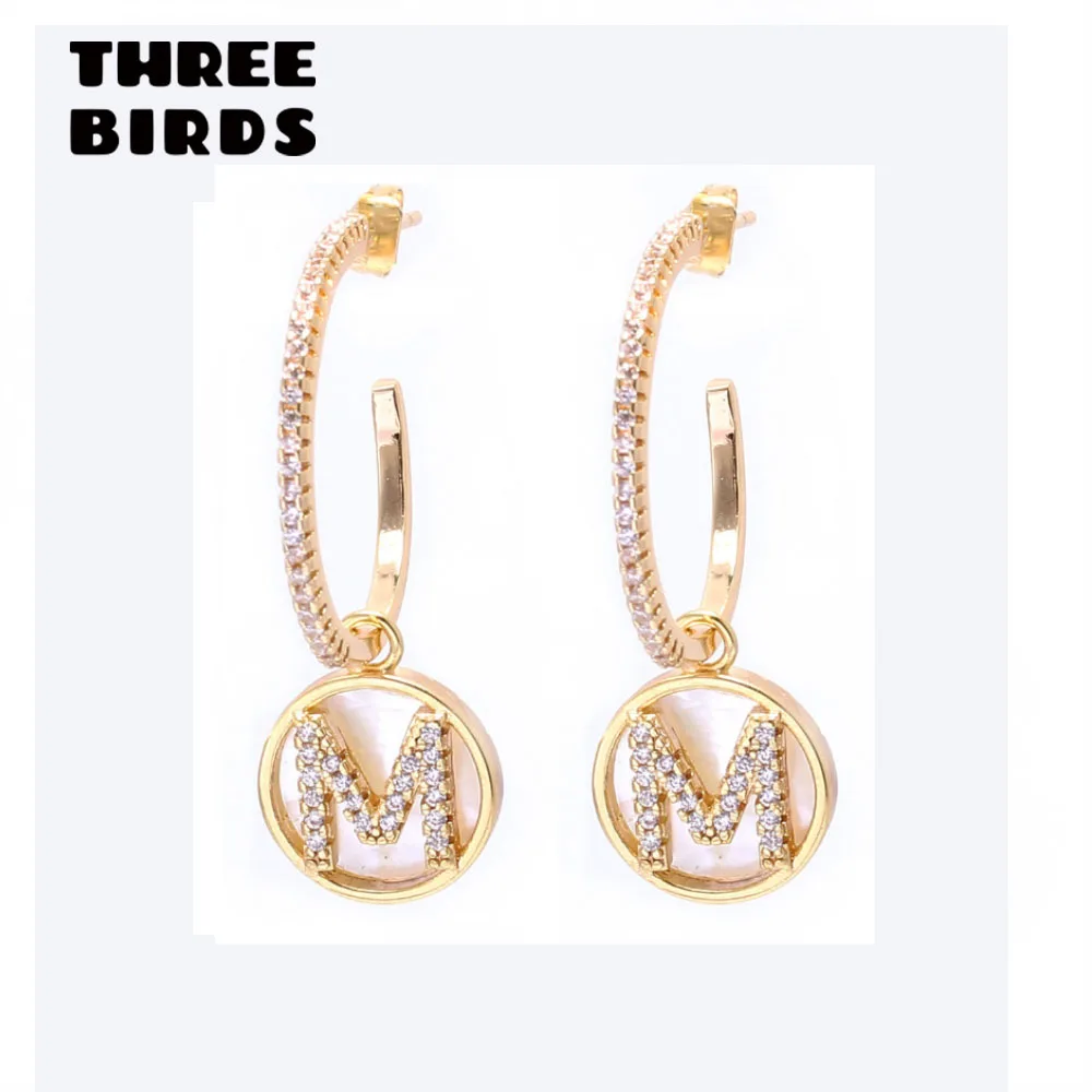 Новые трендовые AAA циркониевые серьги-кольца с буквой М, роскошные золотые круглые серьги для женщин, ювелирные изделия aros de moda