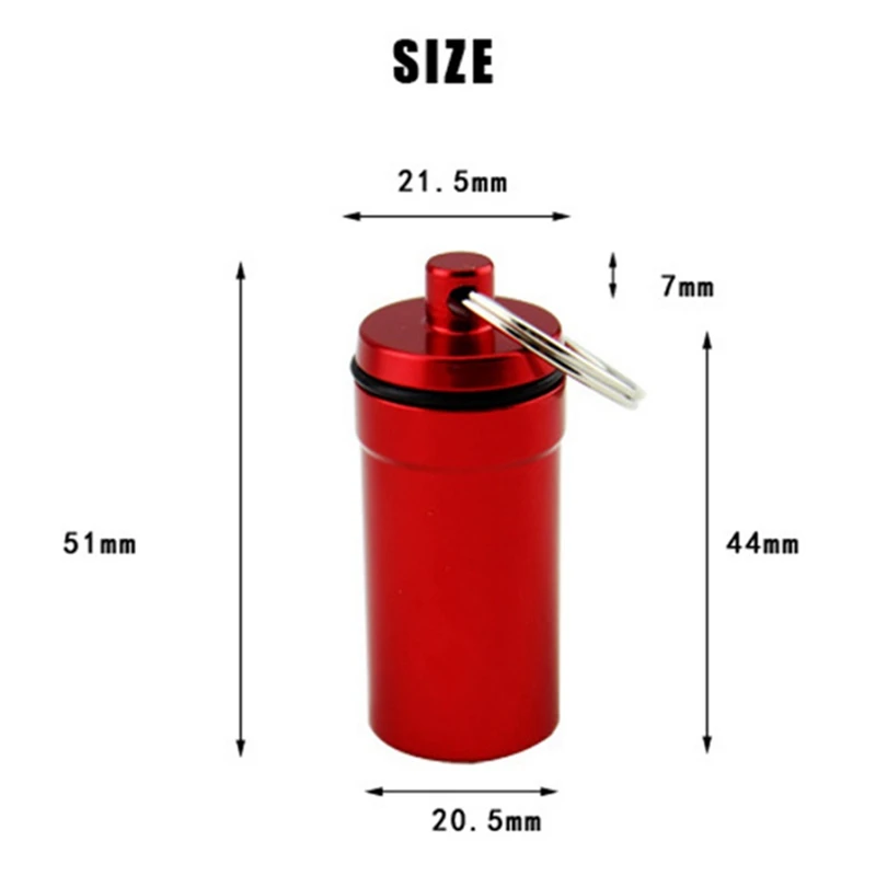 Водонепроницаемый алюминиевый сплав, коробка для таблеток, брелки для ключей, герметичный брелок для хранения лекарств, брелок для ключей, переносные бутылки для путешествий на открытом воздухе