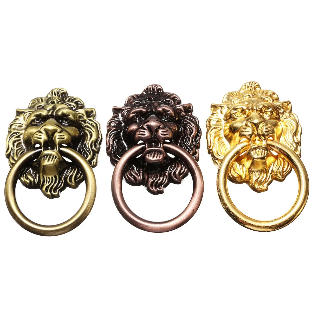 

MTGATHER 6Pcs Antique Brass Golden Vintage Bronze Metal Head Furniture Door Cabinet Dresser Drawer Pull Handle Knob Ring