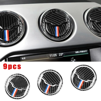

Parts Air Vent Outlet Frame Trim 9x 9* Carbon Fiber For Ford Mustang 2015-19 Sticker
