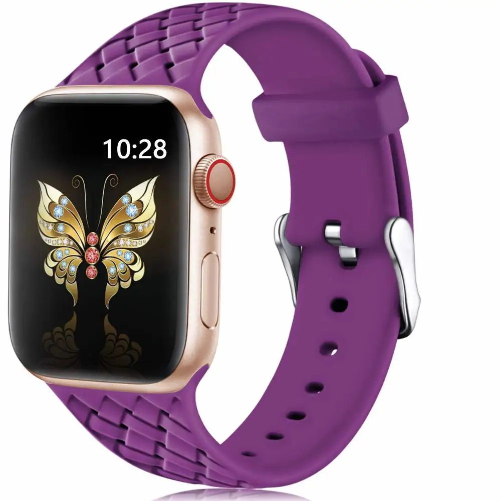 Силиконовый ремешок для apple watch 5 ремешок 40 мм 44 мм 42 мм 38 мм apple watch 4 apple watch 5 correa iwatch ремешок для часов аксессуары для часов - Цвет ремешка: purple