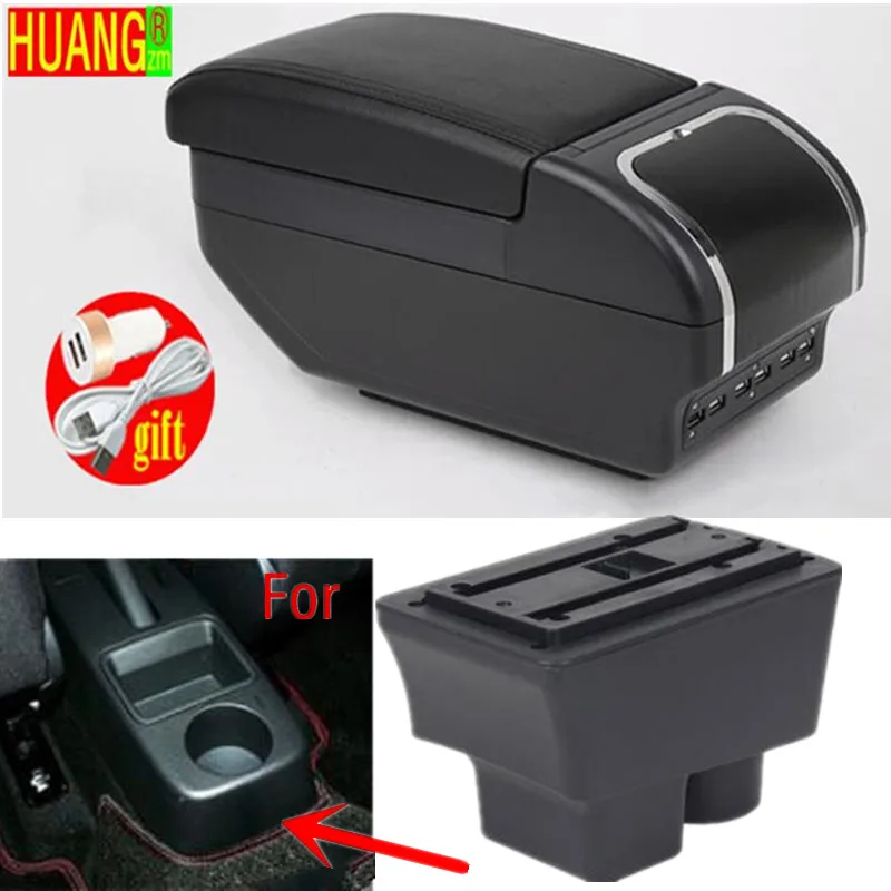 QINTEX Armrests Box Double Doors Open 7USB Centre Console Storage Box Arm Rest Car