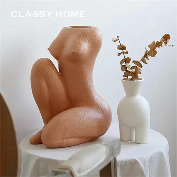 

Resin Woman Body Art Head Portrait Figurines Body Art Vase Decoration Crafts Sculpture Home Decoration Accessories R5275