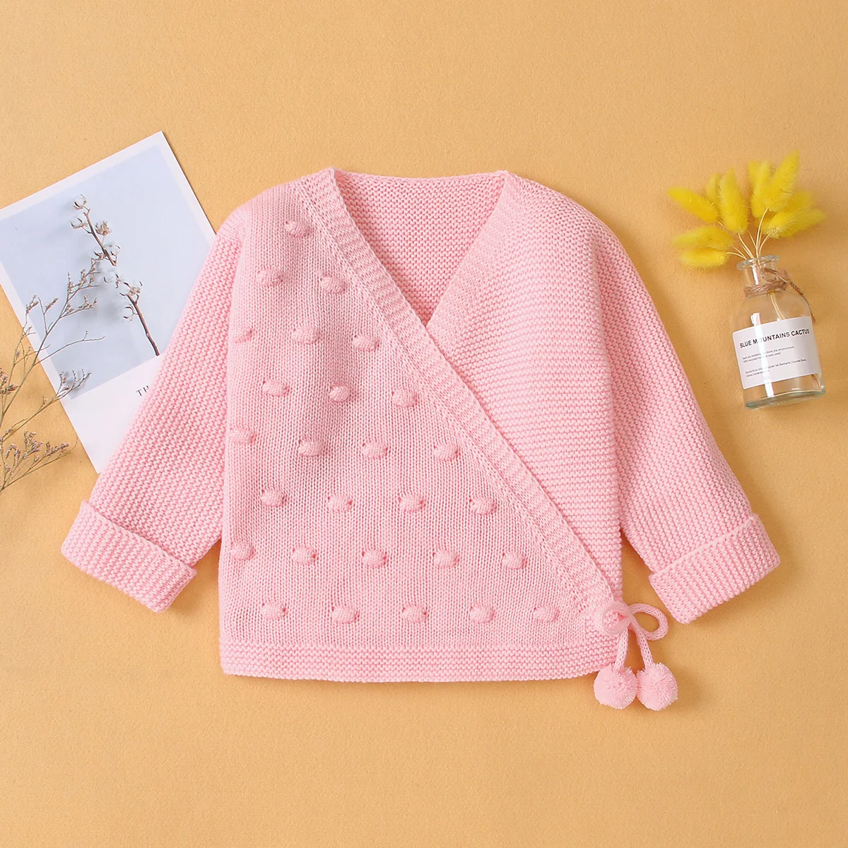 Милый модный кардиган с длинными рукавами для малышей от 3 до 18 месяцев, мягкий теплый вязаный свитер, пальто для малышей одежда для малышей Кардиган для детей