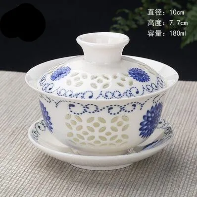 Горячая высокоемкий чайный набор элегантная Gaiwan китайская чашка для чая фиолетовая глина Tureen чайная посуда(крышка соусница для тарелки) чашка для заваривания чая - Цвет: 180ml