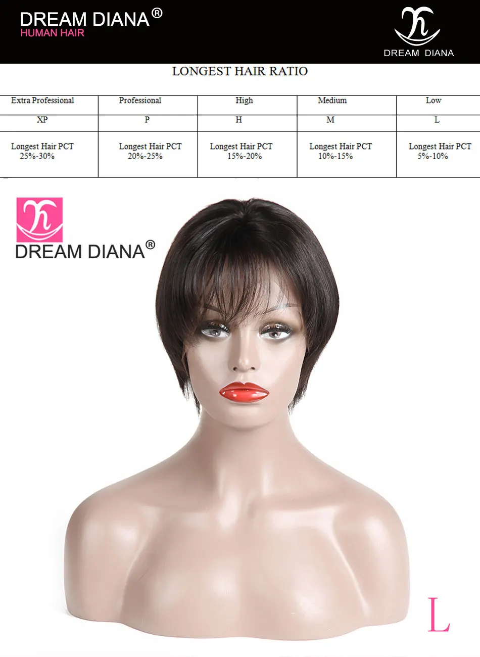 DreamDiana перуанский прямой передний парик " L короткий парик Реми 13x4 парик фронта шнурка натуральный цвет человеческих волос парики