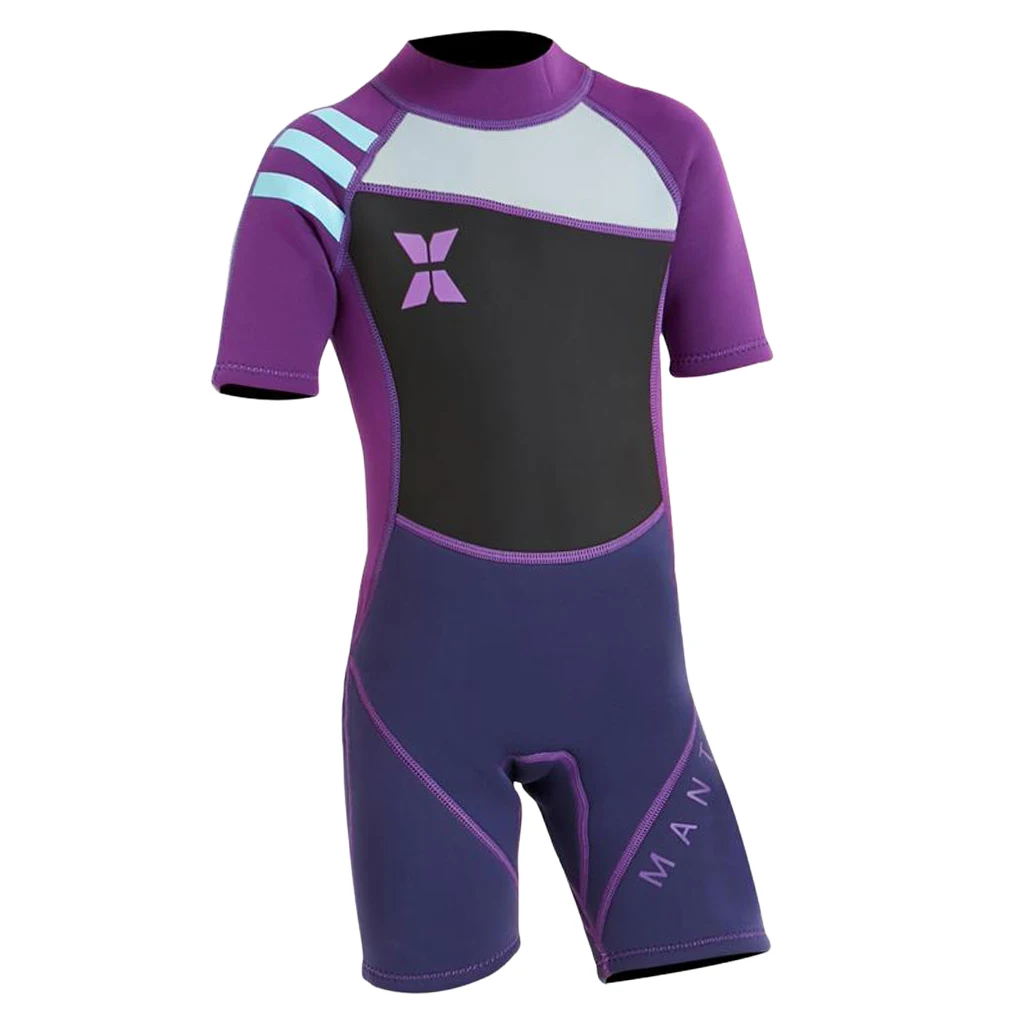 Short Sleeve Wetsuit Girls Swimming Fullsuit Baby Boys Back Zip Swimsuits Close Body Fullbody Diving Suit for Surfing