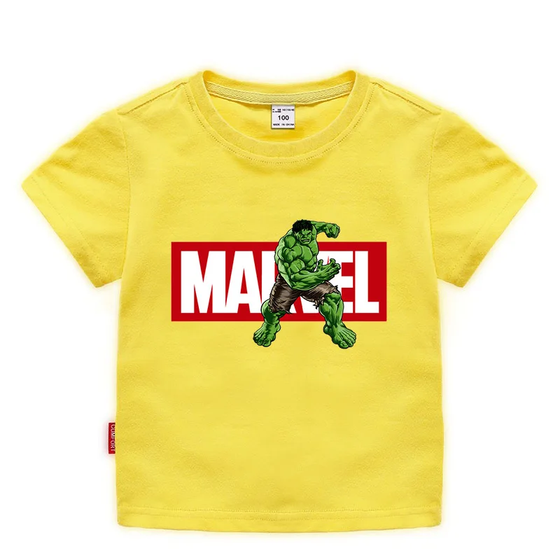 Новая детская футболка с принтом Халка, одежда для мальчиков и девочек, летние однотонные футболки с короткими рукавами, костюм, детская футболка, одежда